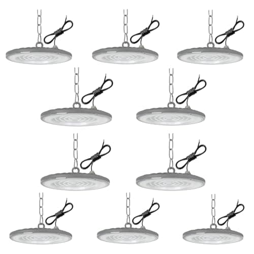 Toobettp UFO LED Industrial 100W, 10000LM Naves de 6500K Impermeable IP65 para Patio, Garaje, Fábrica, Taller