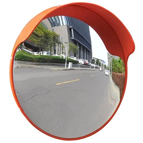 vidaXL Espejo convexo exteriores para tráfico, marco naranja de plástico, 45 cm