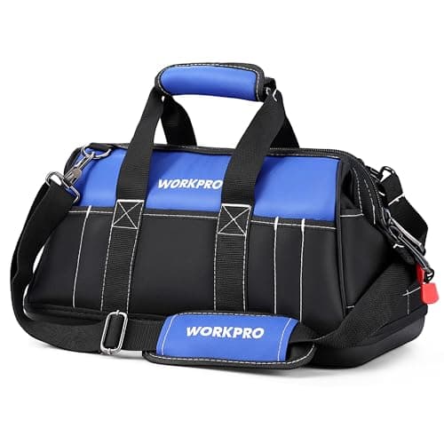WORKPRO Bolsa de Herramientas 40 * 22 * 26cm, con Boca Ancha, Bolsa Portaherramientas, con Base de Plástico Rígida, Carga Máxima 15kg