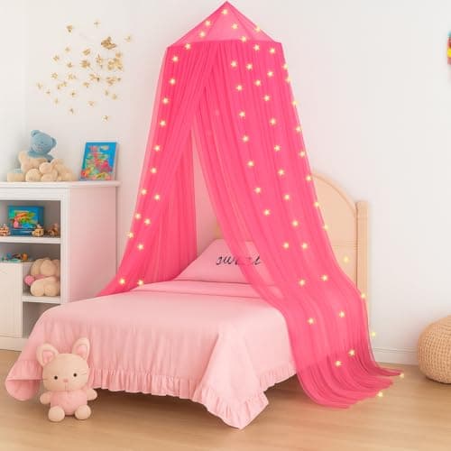 Vicloon Dosel para Cama de Niños, Betthimmel Babybett, 250x900x60cm, Dosel Universal para Cuna, Cama Individual y Doble, Fácil Instalación, Tienda de Cama de Princesa para Decoración, Rosa