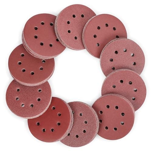 WORKPRO Discos de Lija 150-piezas, Papeles de Lija 125mm, Abrasivos con 8 Agujeros para Lijadora Excéntrica (60, 80, 100, 120, 150, 180, 240, 320, 400, 600 granos), Cambio Rápido