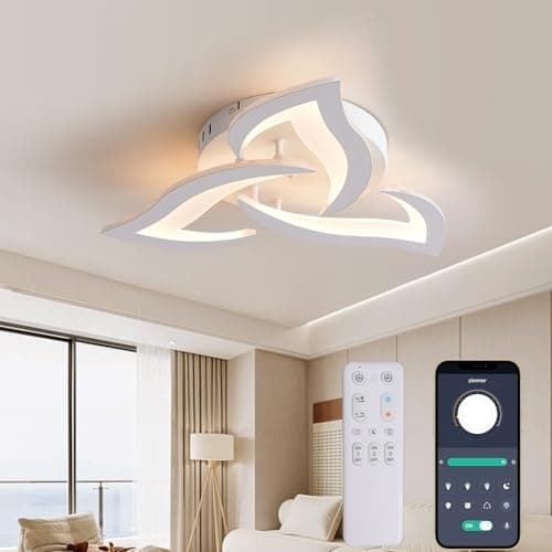 KAUCQI LED Lámpara de Techo Regulable Plafon Led Techo Moderna Φ56cm Pétalos LED 3000-6000K iluminación de Techo Corredor Baño Dormitorio Pasillo 15W Blanco