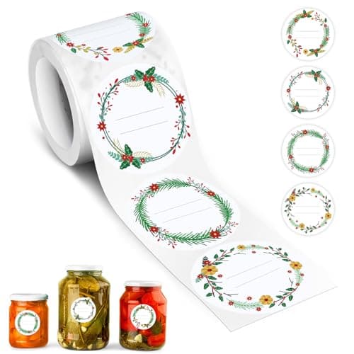 AiQInu 500 PCS Etiquetas Adhesivas Redond, 5 Cm Pegatinas Escriturable Redondas, Con 4 DiseñOs Decorativos, Ideales Para Tarros De Mermelada, Bolsas De Regalo, Botellas De Vidrio, Etc