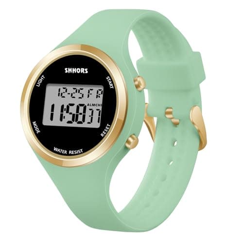 OFFCUP Reloj para Mujer con Correa de Silicona, Relojes Deportivos de LED, Relojes Digitales para Mujer con Esfera con Cara Luminosa, Reloj de Pulsera para Exteriores para Niñas(Verde Matcha)