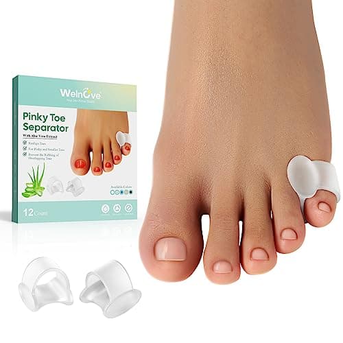 Welnove 12 separadores de dedos de gel para pequeños dedos de los pies, silicona enriquecida con extracto de aloe vera – evita rozamientos & mejora el confort