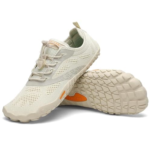 SAGUARO Barefoot Zapatillas de Trail Hombre Mujer Zapatos de Deporte Transpirable Antideslizante Calzado Minimalistas Beige 36 EU