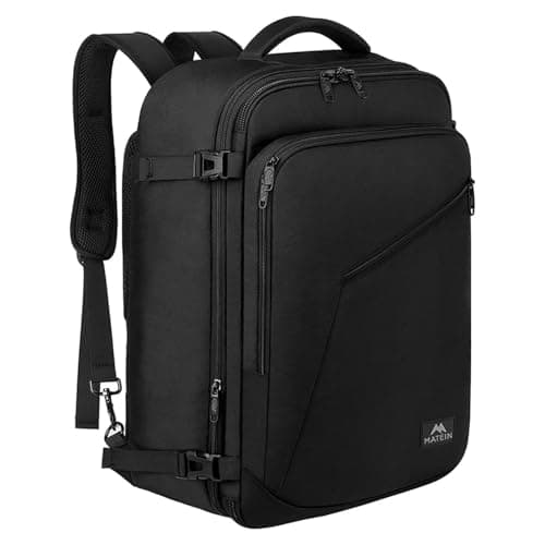 MATEIN Mochila Viaje Cabina Avion 40x30x20 Ryanair, Mochila 40x30x20 Expandible 30L Maletas Cabina 40x20x30 para Mujer y Hombre Equipaje de Mano Trabajo Viajar y la Vida pare Vueling, Ryanair, Negro