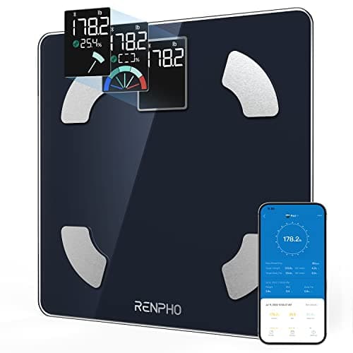 RENPHO Báscula de Baño Digital con Pantalla VA Grande, Báscula Grasa Corporal Balanza Bluetooth Inteligente con App, Bascula Electrónica Analógica Monitores con Análisis de 13 Funciones, Elis 1