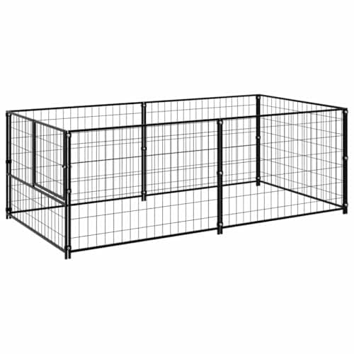 vidaXL Perrera de Acero Negro 200x100x70 cm Casa Jaula Perro Cachorro Mascota