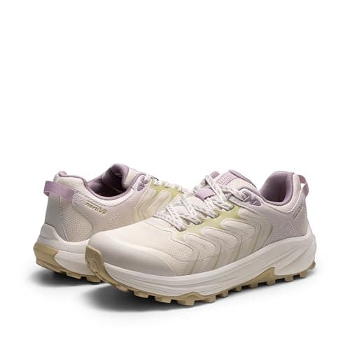 NORTIV 8 Zapatos de senderismo para mujer, ligeros, con soporte de arco, para el trabajo al aire libre, camping, tenis, entrenamiento, entrenamiento cruzado, Echo, Beige, 36 EU