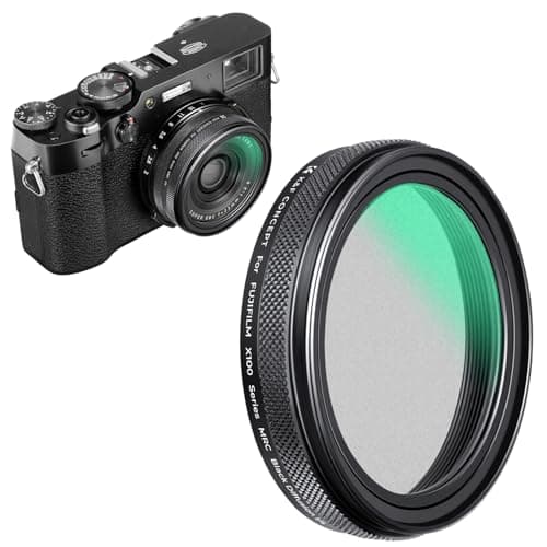K&F CONCEPT Nano-Xcel Filtro Black Mist 1/4 Compatible con FujiFlim X100 Series,Filtro Black Diffusion 1/4 con 28 Capas Nano Revestimiento Compatible con Fujifilm X100S X100F X100T X100V X100VI(PLATA)
