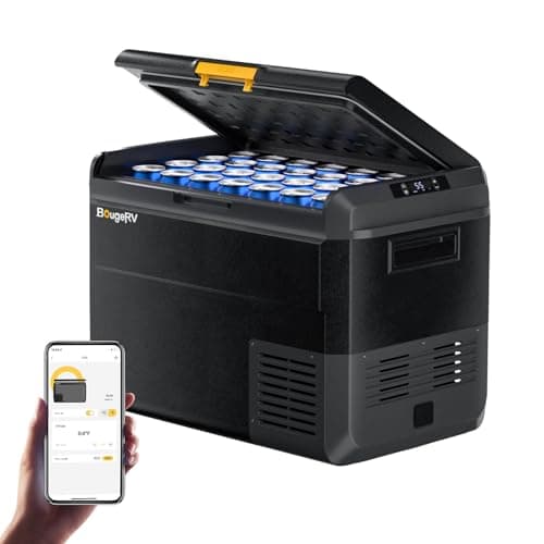 BougeRV CRS Nevera Compresor Portátil 50L Nevera para Coche 12V 24V 220V APP Control Cesta Integrada Congelador o Refrigerador Resistente al Agua IPX4 para Camping Viaje Barco Camión -20°C a 20°C