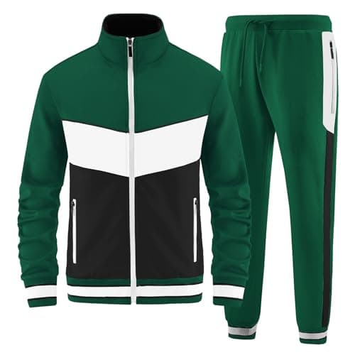 ANOTWENER Conjunto de chándal casual de 2 piezas para hombre, chaqueta de manga larga con cremallera completa y pantalones deportivos para correr, Jw-7154, Small