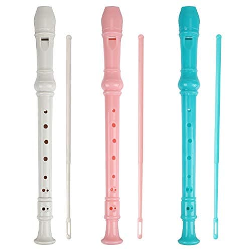 Flauta 8 Agujeros ABS Clarinete Estilo Alemán Flauta Agudos Clave C con Tabla de Dedos Instrucciones Paquete de 3