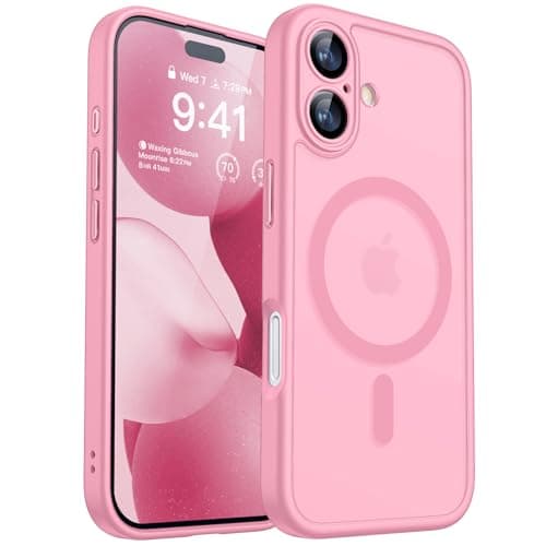 CANSHN Funda Magnética para iPhone 17 (6.3 Pulgadas), Compatible con MagSafe, [Protección Total de La Cámara] Carcasa Fondo Mate Translúcido,Rosa
