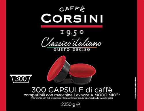 Caffè Corsini - Cápsulas de Café Compatibles con Lavazza A Modo Mio Classico Italiano, Sabor Intenso, 300 Cápsulas