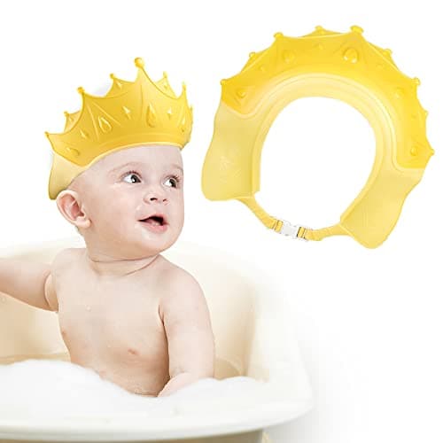 Romon Gorro Ducha Niños, Ajustable Visera Baño Niños, Protección para el Lavado del Cabello para Niño, Protege Los ojos y las orejas para Niños & Bebés (Amarillo)