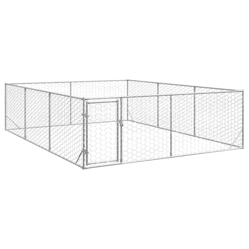 vidaXL Perrera de Exterior Puerta Acero galvanizado Plateado 3x4x1 m, Jaula para Perros al Aire Libre, Jaula para Perros Grande, Corral para Perros al Aire Libre