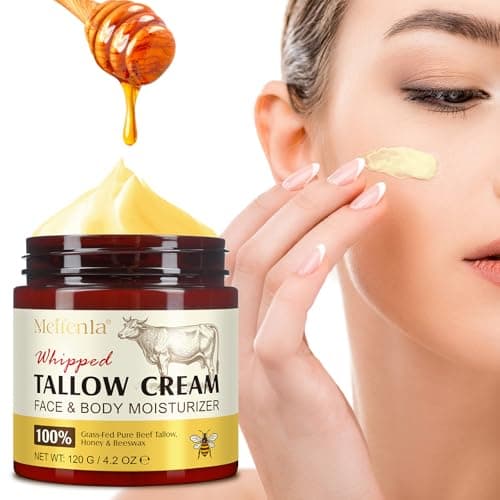 Cebo de res para la piel, 120g Cebo de vaca para la cara, Beef Tallow Crema, Tallow and Honey Balm,Whipped Beef Tallow Skin Care, Bálsamo de sebo y miel (1PC)