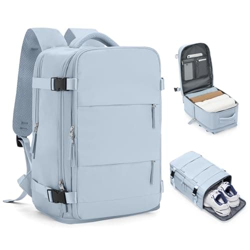 HPLQQ Mochila Viaje Cabina Avion 40x20x25 para Ryanair Mochilas para Mujer Bolsa de Cabina 40x30x20 Equipaje de Mano Cabina Avion Mochila de Senderismo Mochila Impermeable Cabina Mochila,A3-Azul gris