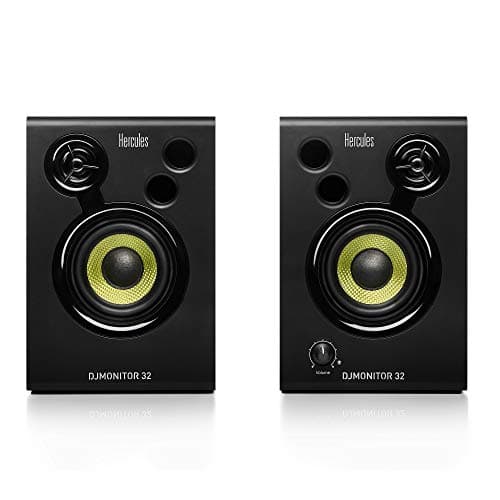Hercules DJMonitor 32 - Pareja de Altavoces de Monitorización Activos (2 x 15W RMS, Woofers de 3", Ideal para DJ y Home Studio) Negro
