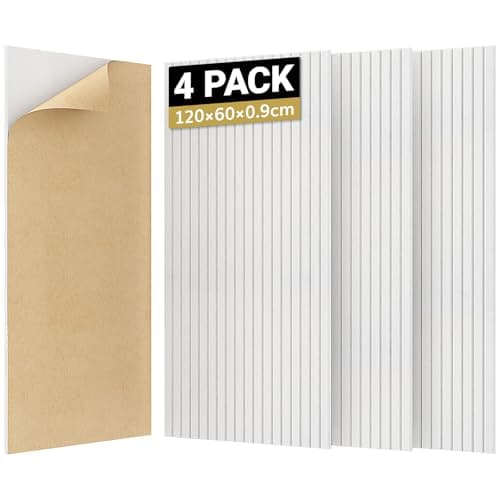 TONOR Paneles acústicos grandes autoadhesivos, 2 unidades, 120 x 60 x 0,9 cm, aislamiento acústico, paneles de pared para insonorización, revestimiento de pared, color blanco