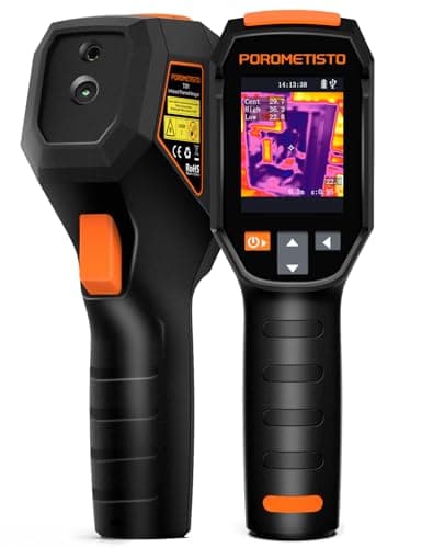 POROMETISTO Cámara Térmica Portátil, Resolución IR 240x240, 25 Hz, -20°C a 550°C, 15 Paletas, Compacta con Puntero Láser, para Inspección HVAC, Inspección del Hogar y Detección de Fugas