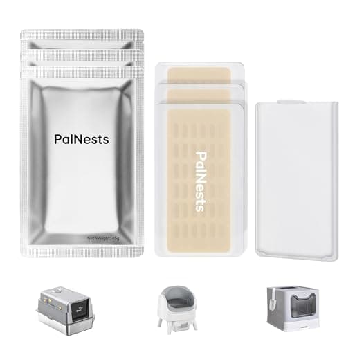 PalNests Universal Eliminador de Olores para Arenero Gatos Autolimpiable, Control de Olores, Desodorante para Arenero Gato Acero Inoxidable, Refrescante para Inodoro Mascotas, 3 Piezas con 1 Soporte