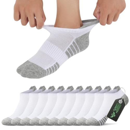 FALARY Calcetines Tobilleros Mujer 35-38 Deportivos Hombre Bajos Cortos Calcetas de Running de Algodón Transpirable 10 Pares Blanco