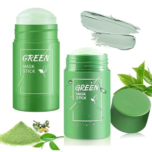 2 Piezas Máscara de Té Verde,Green Mask Stick,Mascarilla Te Verde Para Limpieza Profunda,Limpieza Profunda de Poros,Eliminación Puntos Negros, Hidratar Piel, Ajuste del Equilibrio Grasa