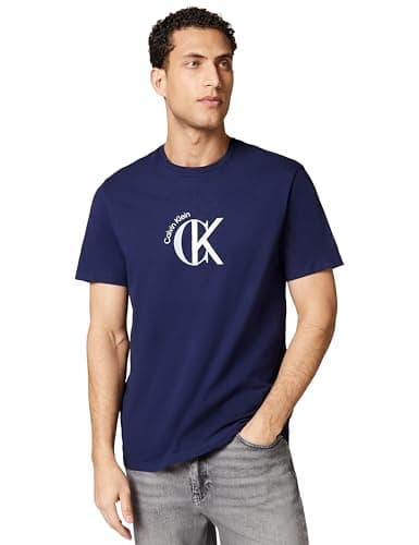 Calvin Klein SS 30S Whsl Ckj 2Tone CK Graphic Lv14Re829G Camisetas gráficas, Purple (Maritime Blue), XS para Hombre