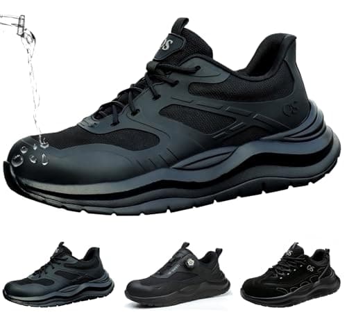 ZEPYFXIT Zapatos de Seguridad Hombre y Mujer Cómodos y Ligeros para Invierno Botas de Trabajo Impermeables con Punta Acero Antideslizante Zapatillas Seguridad Color Negro Talla 35 EU