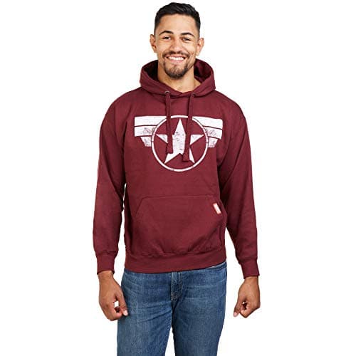 Sudadera con Capucha Marvel con el Logotipo del Capitán América para Hombre, Rojo Burdeos, M UK