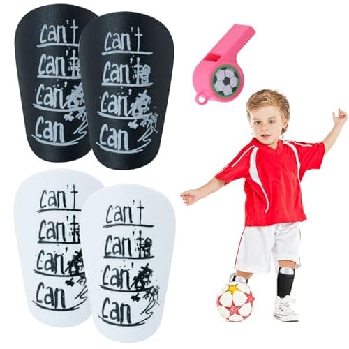 MSIHEY Mini Espinilleras de Fútbol con Silbato, 10 x 6 cm, 4 Piezas de Espinilleras Pequeñas, Equipo Protector de Fútbol para Adolescentes y Niños.