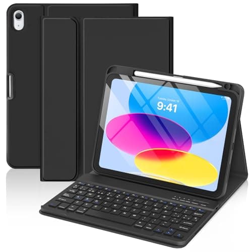 GAOJIE Funda con Teclado para iPad 11ª Generación A16 2025 y 10ª Generación 2022, QWERTY Español Ñ, Teclado Bluetooth Magnético Desmontable para iPad 10/11 Gen(Negro)