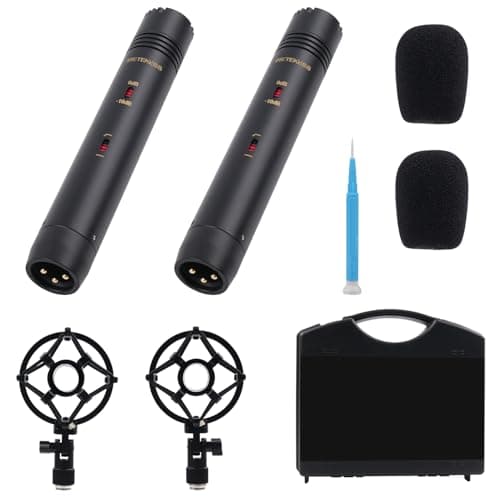 SVBONY SVMic M1 Micrófono Dinámico Cardioide para Instrumentos, Soporte Antivibración y Estuche Blíster, Conector XLR de 3 Pines, Sensibilidad/Baja Atenuación, Micrófono de 22mm, Black