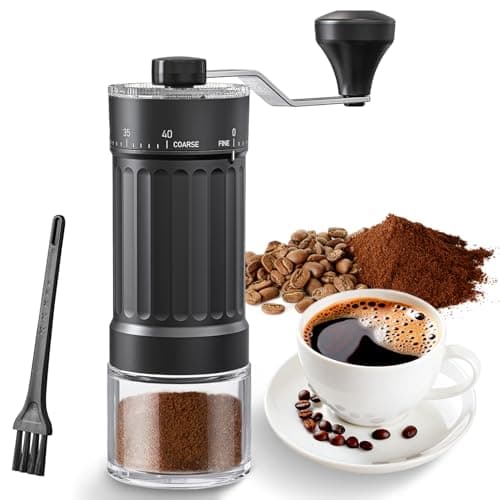 Molinillo de café manual, molinillo de café manual portátil con capacidad de 30g, 40 ajustes ajustables, muela cónica con mango ergonómico para Espresso, Pour Over y más
