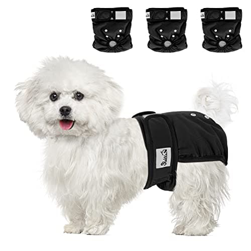 SlowTon Lava pañales para Perros, 3r Pack Pantalones para Perros fáciles de Quitar con Botones Ajustables, pañales para Perras Reutilizables Durante El Calor, inmersión emocionante