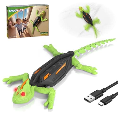 snookids Lagarto Teledirigido, Lagartija Teledirigida Gecko Radio Control Robot Juguete con Ojos LED Brillantes Movimientos Realistas, Regalos Fiesta de Cumpleaños Niños y Niñas de 3, 4, 5, 6, 7 y 8+