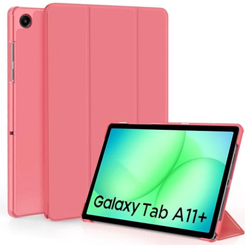 EasyAcc Funda Compatible con Samsung Galaxy Tab A11+ Plus/ A9+ 11 Pulgadas 2025 (SM-X236B/SM-X230)– Ultra Slim PU Protectora Carcasa con Función de Soporte función Atril, Rosa sandía