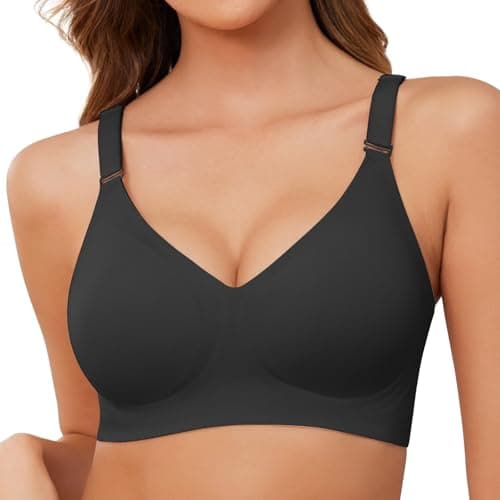 Lonya Sujetador Mujer Sin Aros Bralette Sujetador Elástico Sin Costuras Super Suave Comodos Sujetadores Negro Claro,S