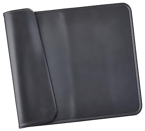 Amazon Basics Alfombrilla para comedero de mascota, de silicona, impermeable, 61 x 41 cm, Negro, Sólido