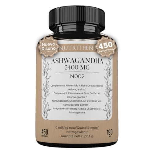 Ashwagandha 2400mg | 450 Micro Comprimidos 50:1 Alta Pureza | Suplemento Adaptógeno para Reducir Estrés, Cortisol y Mejorar el Descanso | Suministro para 15 Meses | Vegano y Sin Gluten