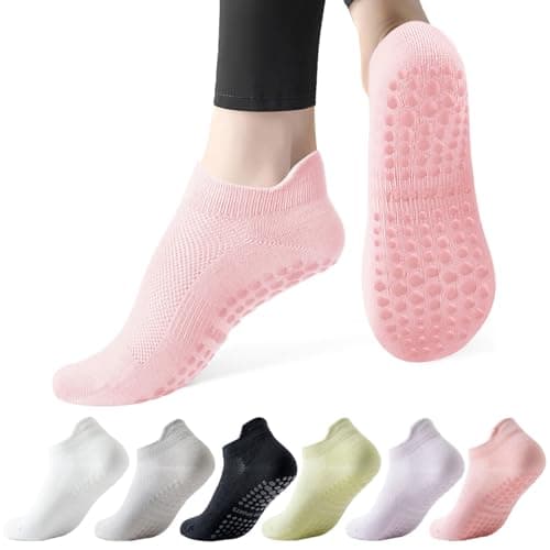 Dzpuhuojz 6 Pares Calcetines Pilates Antideslizantes,Mujer Transpirables Yoga Antideslizantes Calcetines para Pilates Reformer Pilates, Yoga, Ballet, Danza. 35-40