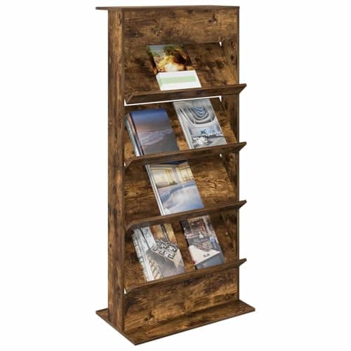 vidaXL Estante de revistas con Estante Roble Ahumado 70 x 41 x 156 cm, Estante para Sala de Estar, Soporte Moderno, Marco de Madera Resistente, Soporte Independiente para revistas, Ahorro de Espacio
