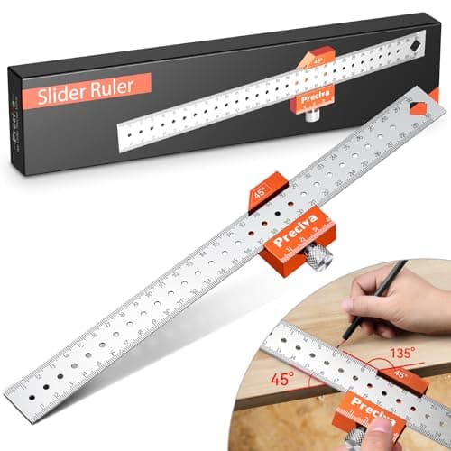 Preciva Regla de carpintero, Regla metalica 300MM, Posicionamiento de carpintero,Regla de medición de ángulo, Regla de medición de longitud,Herramientas de medición