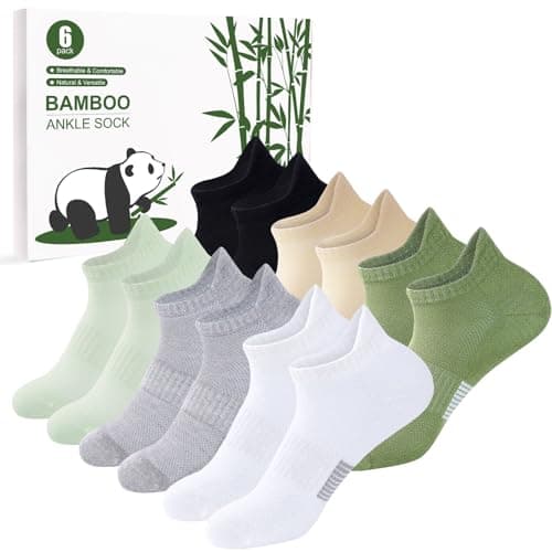 inaWarm Calcetines deportes de bambú para Mujer/Niñas, 6 pares,calcetines cortos，running，transpirables,calcetines tobilleros，con caja de regalo Multicolor Talla S