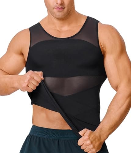 KUMAYES Camisa de compresión Hombre Camiseta Reductora Invisible Faja Reductora elástica para Abdomen Body Shaper