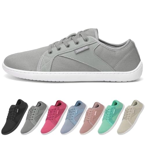SAGUARO Zapatillas Barefoot Hombre Mujer Calzado Minimalistas Transpirable y Antideslizante Zapatos Descalzos Casuales Zapatillas de Trail para Caminar Gimnasio, Luck Ⅰ, Gris, 36 EU