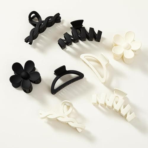 HBselect 8 Piezas Pinzas pelo Mujer, Pinzas Florales para Cabello Grueso, Pinza Grande Hair Claw con Resorte Fuerte para Pelo Abundante Largo Grueso Fino Rizado Antideslisante Clásico
